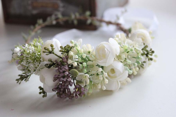 OD RĘKI delikatny komunijny wianek na głowę Sanna, rozmiar uniwersalny, dziecięcy