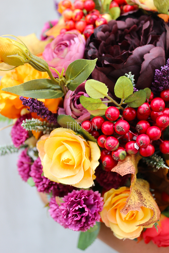 Jesień, kompozycja kwiatowa / bukiet / Flowerbox,wys.36cm