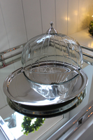 Glamour owalny talerz do serwowania z kloszem / patera, wym.20x30x24cm