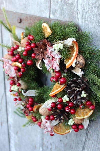 elegancki wianek na drzwi, Kompot z Suszu, śr.27 cm