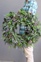 Duży wianek z wrzosem na ścianę