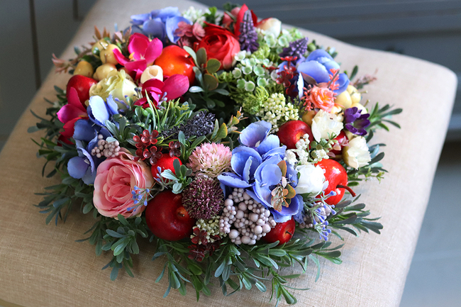 barwny wianek na drzwi / stroik na komodę, Santea 2, śr.28cm