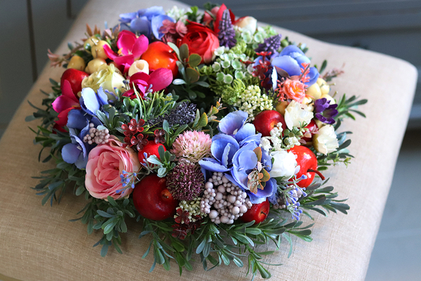 barwny wianek na drzwi / stroik na komodę, Santea 2, śr.28cm