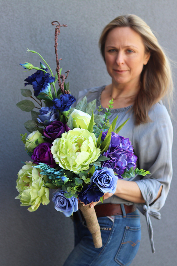 dekoracja, wiązanka nagrobna Zielono-Niebieska 2, wym.70cm