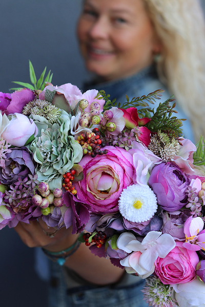 atrakcyjny wielki kwiatowy wianek, Perrasa, wym.65cm