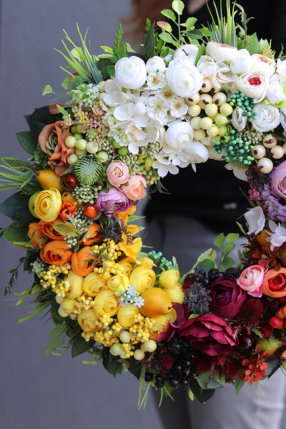 efektowny wianek, Jesienna Tęcza 2, śr.40cm   