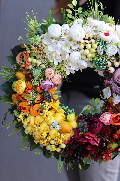 efektowny wianek, Jesienna Tęcza 2, śr.40cm   