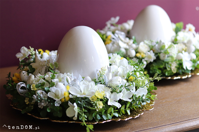 Easteria Kurnikova 2, wielkanocny stroik z porcelanowym jajem, śr.35cm