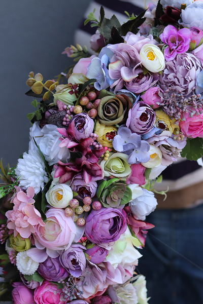 atrakcyjny wielki kwiatowy wianek, Perrasa Premium, śr.65cm 