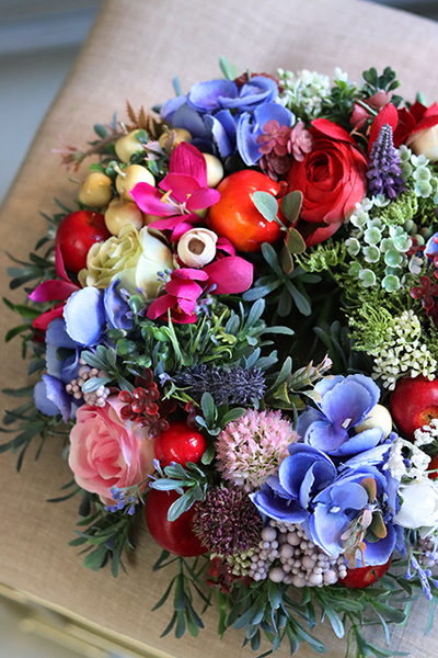 barwny wianek na drzwi / stroik na komodę, Santea 2, śr.28cm