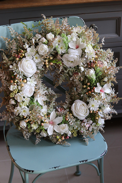 Green Canoe White Big, wianek dekoracyjny na drzwi, śr.54cm