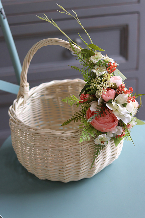 dekorowany koszyczek wielkanocny, Trulla Creme, wys.25cm