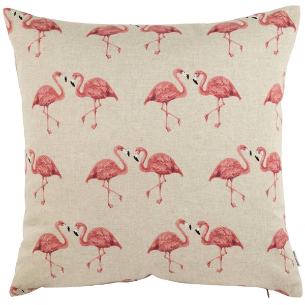 Flamingi, stylowa poduszka, jasny beż, wym.43x43cm