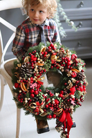 Rodzinne Święta, bożonarodzeniowy wianek na drzwi stroik na stół, śr.48cm