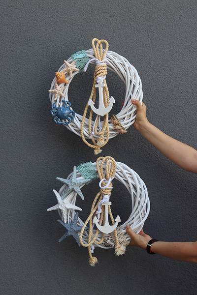 Kotwica & Krab, marynistyczny wianek do powieszenia na drzwiach, śr.38cm