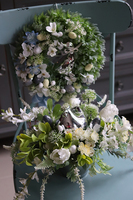 Blue Relis, wielkanocny stroik w lustrzanym naczyniu, wys.26cm