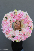 duży wianek na drzwi Hortensja Różowa New, śr.56cm 