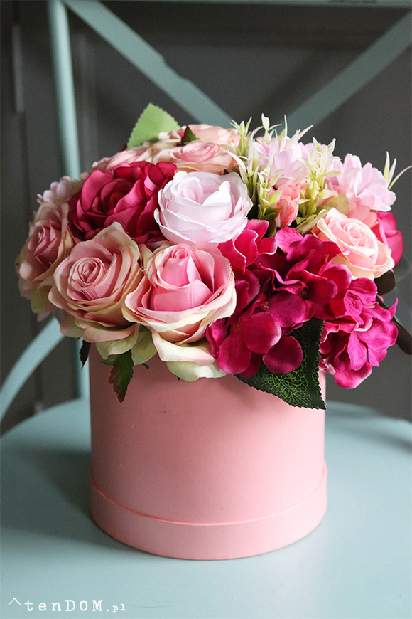 flowerbox w różu, Malinowa Słodycz, wys.28cm