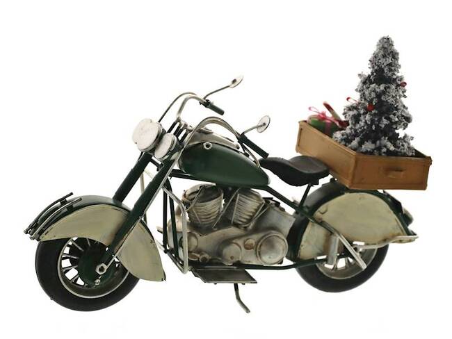 Automobil D, figurka świąteczna, motocykl z choinką, wym.18x25x10cm