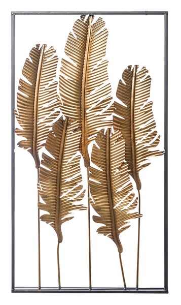 Feathers 2, złoty decor ścienny / pióra, wym.100x55cm