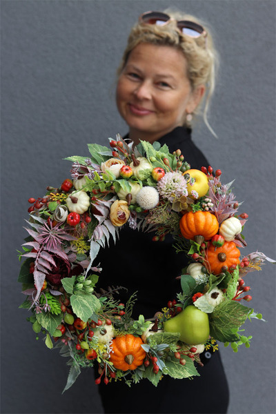 bogaty wianek z owocami, Sadowa Fantazja, śr.34cm 