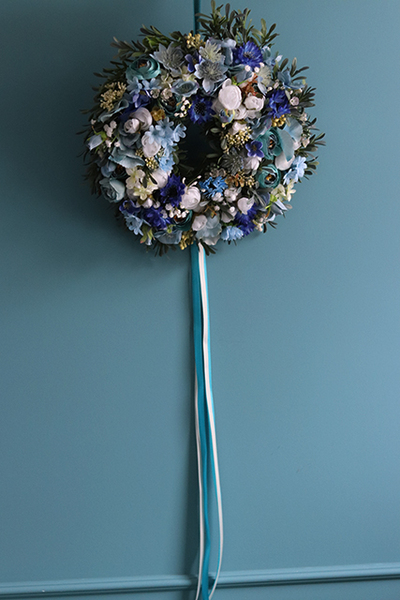 Blue Ocean 2, dekoracyjny wianek na drzwi, śr.30cm