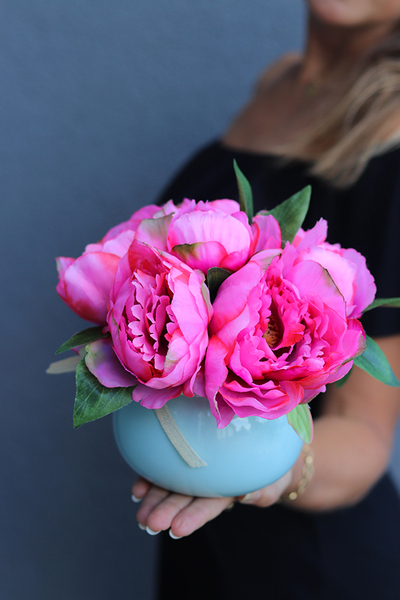 Mini Peonie, kompozycja kwiatowa / bukiet, wys.19cm,śr.19cm 