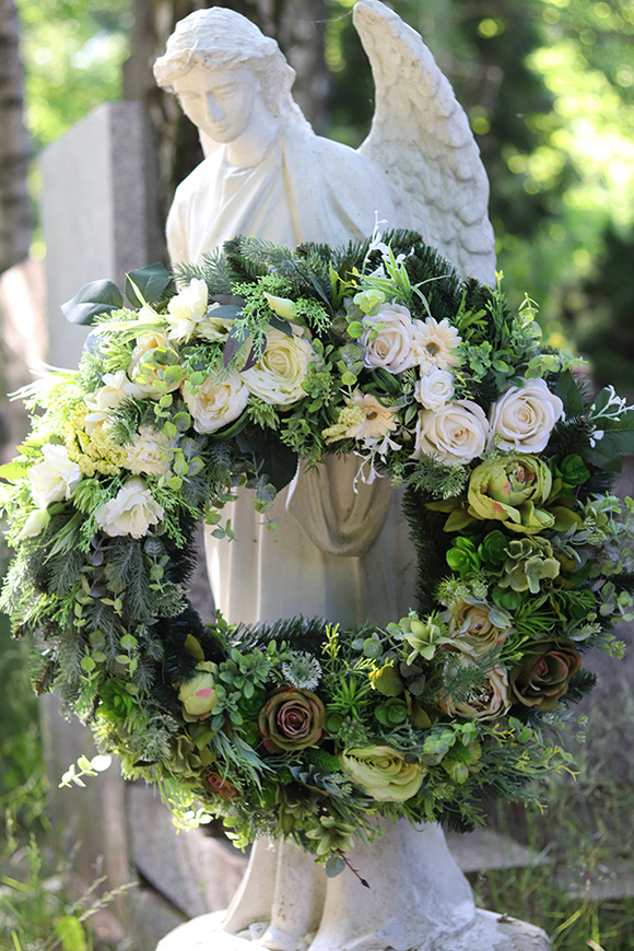 bogaty wieniec / wiązanka nagrobna, Zielone Marzenie śr.66cm