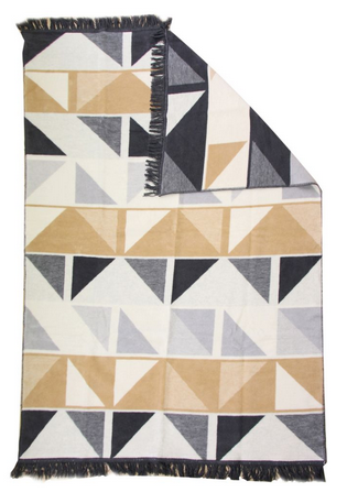 Onni, koc / narzuta z geometrycznym wzorem, beż, wym.150x200cm