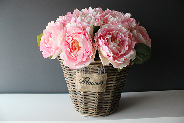 bardzo bogaty kosz z różowymi peoniami Provance wys.48cm 