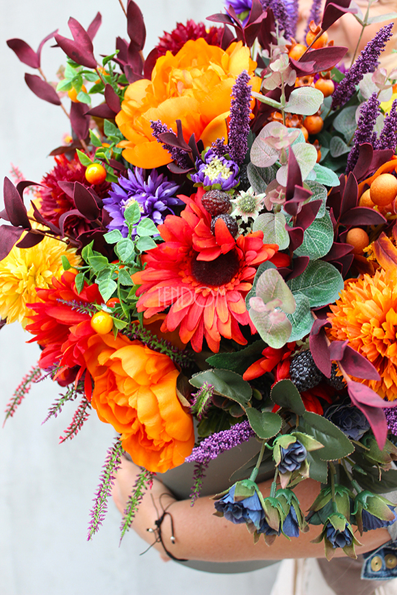 Energia Jesieni, kompozycja kwiatowa / bukiet / Flowerbox wys.55cm 