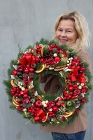 Christmas Decor z lampkami led (ciepłe światło) wianek świąteczny, śr.48cm