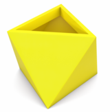 Eos, geometryczna cytrynowa donica z półką,, wys.50x60x60cm