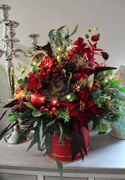 bożonarodzeniowy box / stroik, Świąteczna Czerwień Deluxe, wys.58cm 