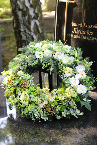 bogaty wieniec / wiązanka nagrobna, Zielone Marzenie śr.66cm