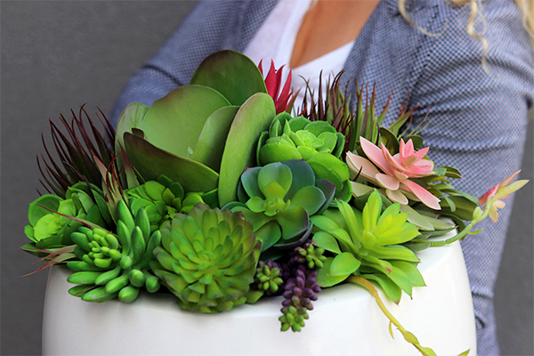 Graciana Cacti Fiberglass, sukulenty w okrągłej donicy, wys.38cm