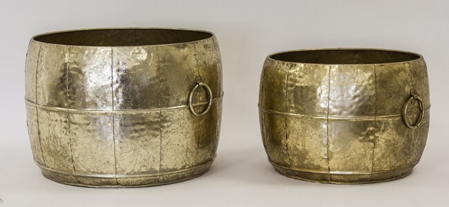 Dominicana, złota metalowa donica, kpl.2szt, śr.31 / 28cm