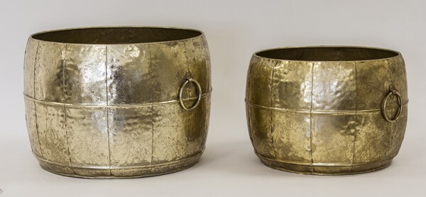 Dominicana, złota metalowa donica, kpl.2szt, śr.31 / 28cm