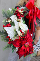 Gwiazda Betlejemska wianek / stroik dekoracyjny, śr.48cm