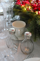 Glamour solniczka i pieprzniczka z tacką, wys.13cm