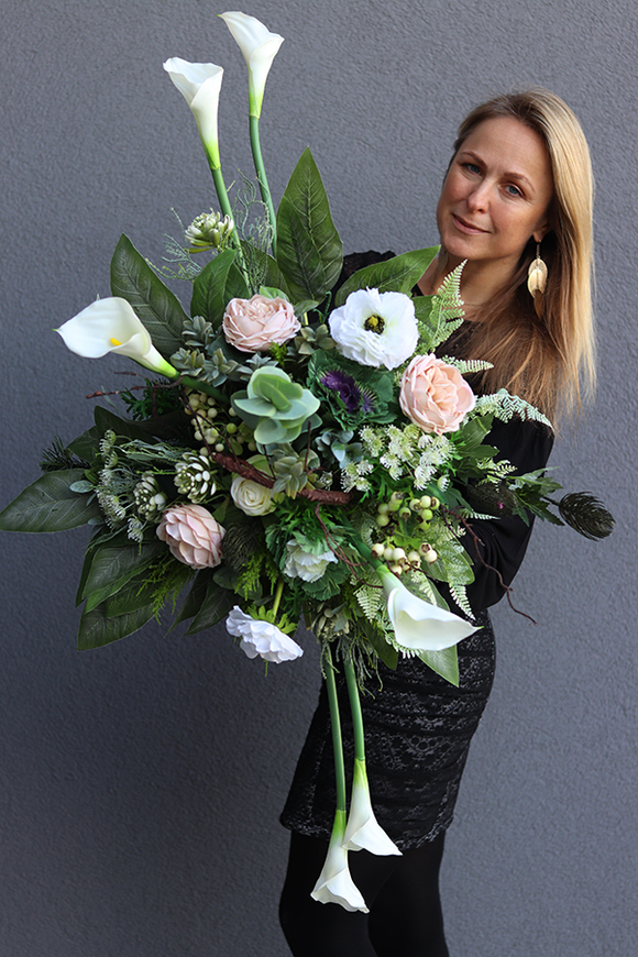 bardzo długa kompozycja nagrobna, Izolda Hemina, wym.40x110cm