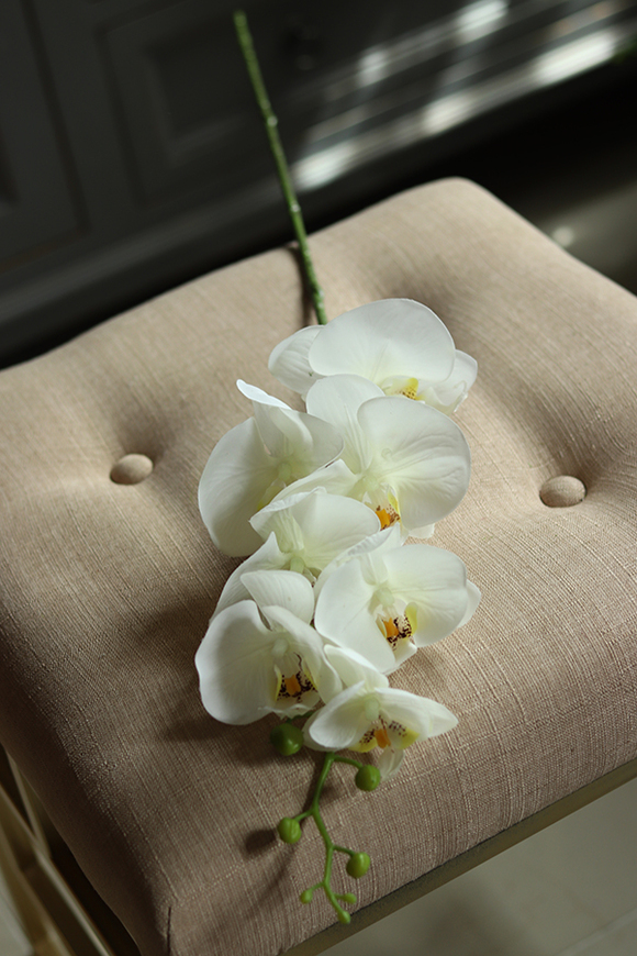 gałązka kwiatowa, sztuczny storczyk / orchidea Gumowy, 1 szt, dł.85cm