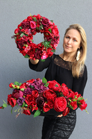 Czerwona Milanda, piękny wianek na drzwi, śr.30cm 