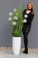 kompozycja traw i dmuchawców w wysokiej donicy, Marmurro, wys. 160cm