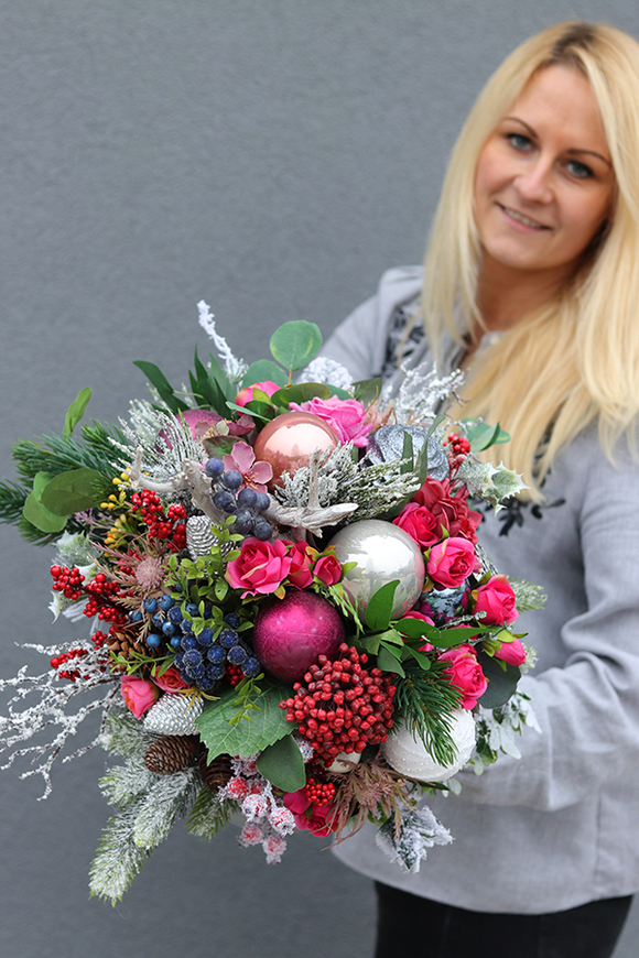 Fenicja, zimowy welurowy flowerbox, wys.50cm 