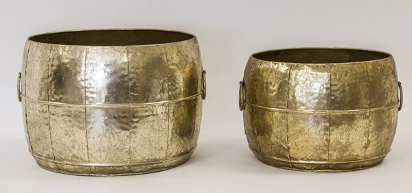 Dominicana, złota metalowa donica, kpl.2szt, śr.31 / 28cm