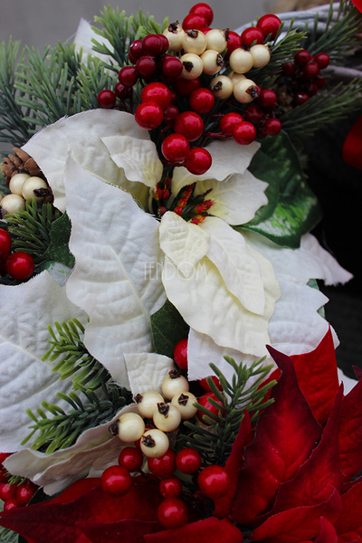 Gwiazda Betlejemska wianek / stroik dekoracyjny, śr.48cm