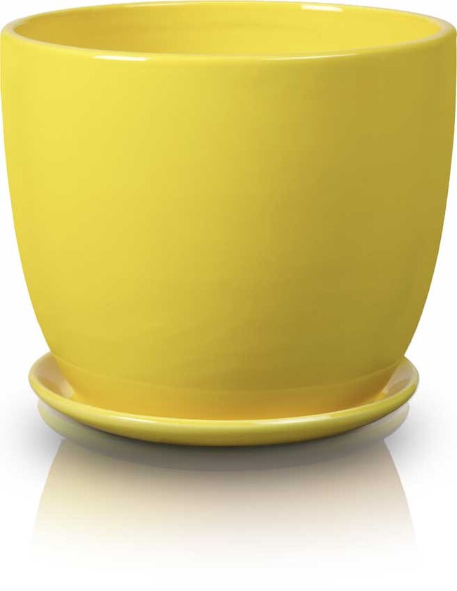 Amsterdam donica ceramiczna o okrągłej podstawie żółty 13x12cm