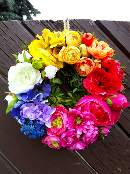 dekoracyjny, przepiękny wianek Bukiet Wiosenny, śr.28cm