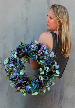 efektowny wianek na drzwi, Caryca Katarzyna Turkus, śr.43cm